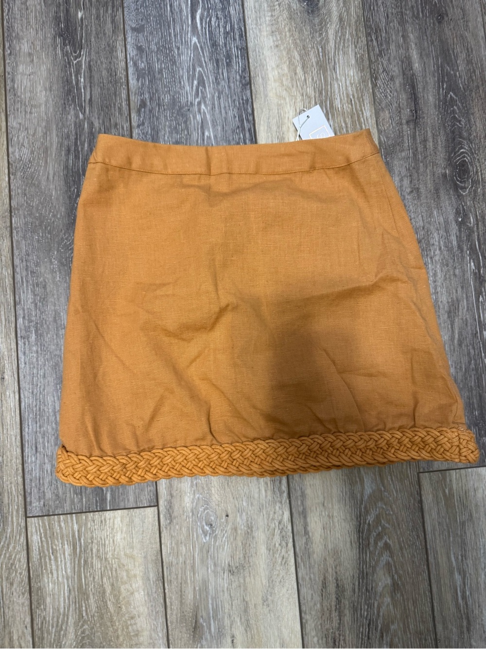 Sage Orange Braided-Hem Mini Skirt